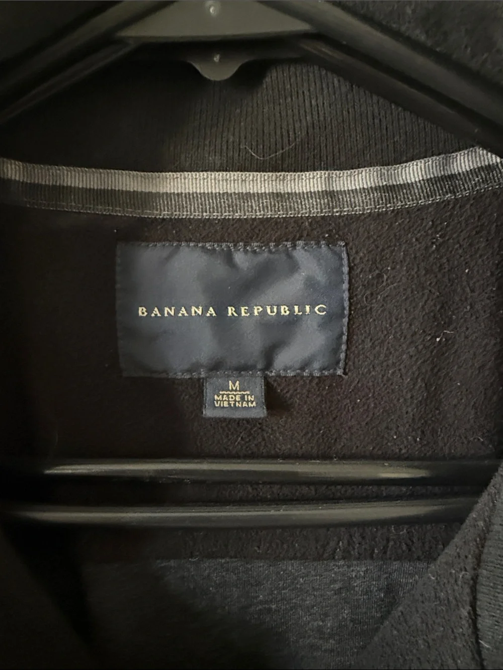Banana Republic Black Quilted Hooded Performance Jacket with Knit Sleeves